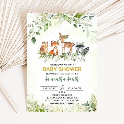 Safari Animals Botanical Baby Shower  Kaart