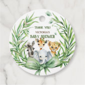 Safari Animals Bow Baby shower Dank u Bedankjes Labels (Voorkant)