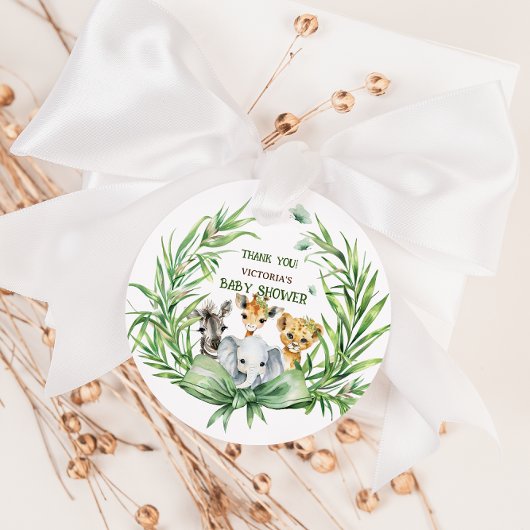 Safari Animals Bow Baby shower Dank u Bedankjes Labels