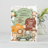 Safari Animals Boy Adventure Verjaardag Kaart (Staand voorkant)