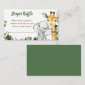 Safari Animals Boy Baby shower Diaper Raffle Informatiekaartje (Voorkant / Achterkant)