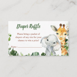 Safari Animals Boy Baby shower Diaper Raffle Informatiekaartje