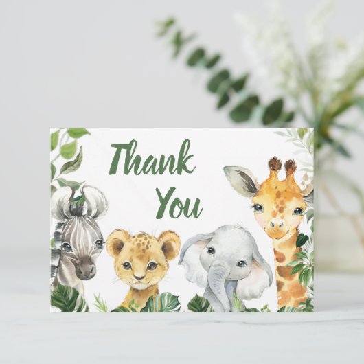 Safari Animals Boy Baby shower Hartelijk dank (Staand voorkant)