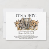 Safari Animals Boy Baby shower Kaart (Voorkant)