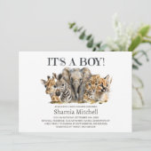 Safari Animals Boy Baby shower Kaart (Staand voorkant)