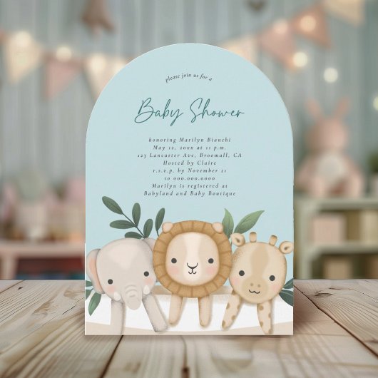 Safari Animals Boy Baby shower Kaart