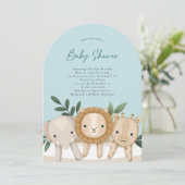 Safari Animals Boy Baby shower Kaart (Staand voorkant)