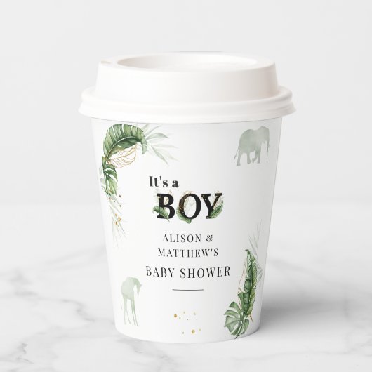 Safari Animals Boy Baby shower Papieren Bekers (Achterkant)