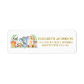 Safari Animals Boy Baby shower Return Address Etiket (Voorkant)