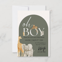 Safari Animals Boy Baby shower Uitnodiging