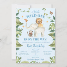 Safari Animals Boy Baby shower Wild Eén uitnodigin