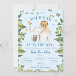 Safari Animals Boy Baby shower Wild Eén uitnodigin Kaart