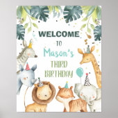 Safari Animals Boy Birthday Welcome Table Sign Poster (Voorkant)