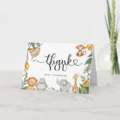 Safari Animals Calligrafie Baby shower Bedankkaart (Voorkant)