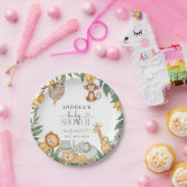 Safari Animals Calligraphy Baby Shower Papieren Bordje (Feest)