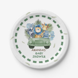 Safari Animals Car Boy Baby shower Papieren Bordje