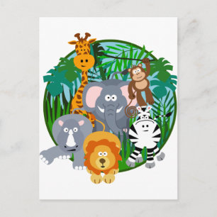 Safari Animals Cartoon Briefkaart