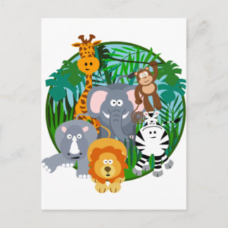 Safari Animals Cartoon Briefkaart