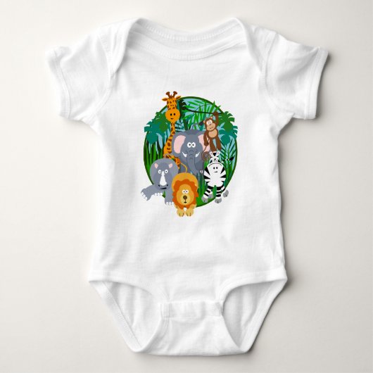 Safari Animals Cartoon Romper (Voorkant)
