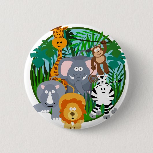 Safari Animals Cartoon Ronde Button 5,7 Cm (Voorkant)