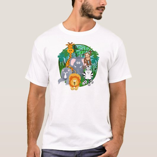 Safari Animals Cartoon T-shirt (Voorkant)