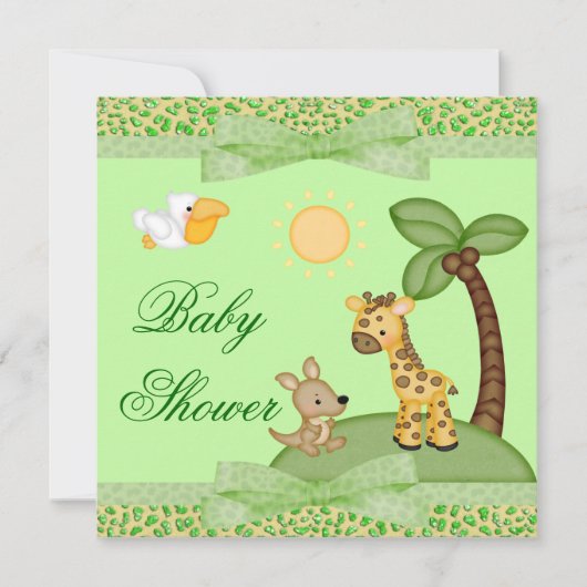 Safari Animals Cheetah Print Baby shower Kaart (Voorkant)