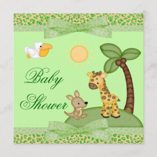 Safari Animals Cheetah Print Baby shower Kaart