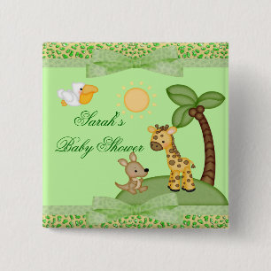 Safari Animals Cheetah Print Baby shower Vierkante Button 5,1 Cm
