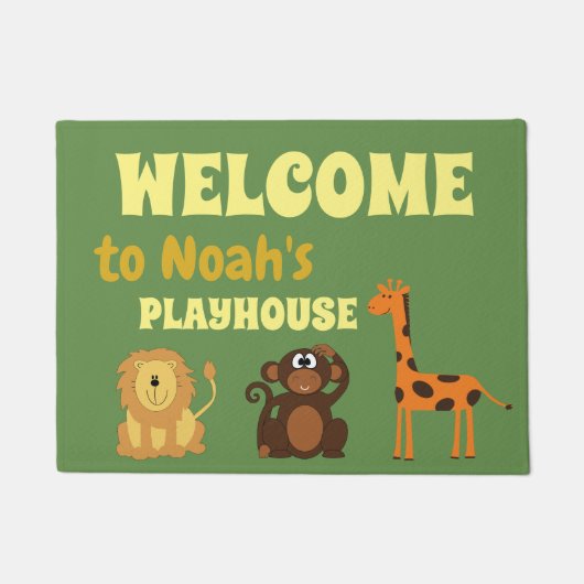 Safari Animals Childrens Playhouse Welkom Deurmat (Voorkant)