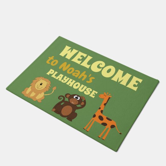 Safari Animals Childrens Playhouse Welkom Deurmat (Schuin)