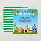 Safari Animals Colorful Kids Birthday Party Kaart (Voorkant / Achterkant)
