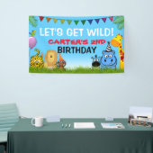 Safari Animals Colorful Kinder Oerwoud Birthday Pa Spandoek (Beurs)