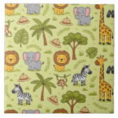 Safari animals colorful pattern ceramic tile tegeltje (Voorkant)