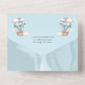 Safari Animals en Balloons Blue Boy Baby shower I All In One Uitnodiging (Achterkant)