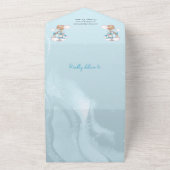 Safari Animals en Balloons Blue Boy Baby shower I All In One Uitnodiging (Buitenkant)