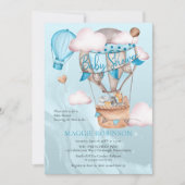 Safari Animals en Balloons Blue Boy Baby shower Kaart (Voorkant)