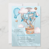 Safari Animals en Balloons Blue Boy Baby Sprinkle Kaart (Voorkant)