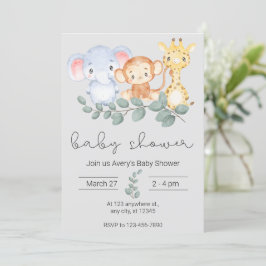Safari Animals en Greenery Baby shower Kaart