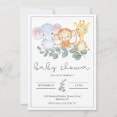 Safari Animals en Greenery Baby shower Kaart (Voorkant)