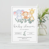 Safari Animals en Greenery Baby shower Kaart (Staand voorkant)