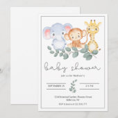 Safari Animals en Greenery Baby shower Kaart (Voorkant / Achterkant)