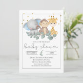 Safari Animals en Greenery Baby shower Kaart (Staand voorkant)