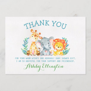 Safari Animals Flat Dank je wel Kaart