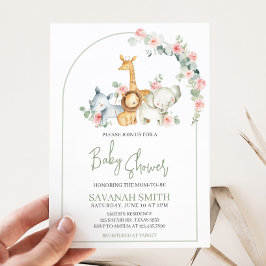 Safari Animals Floral Baby Shower  Kaart