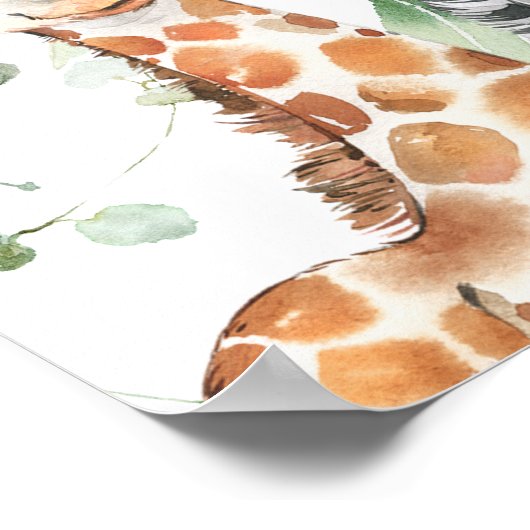 Safari Animals Foliage Baby shower Welkom Poster (Hoek)