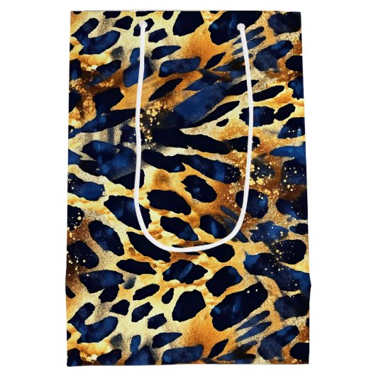 Safari Animals' Fur Prints Navy Blue Medium Cadeauzakje (Achterkant)