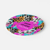 Safari Animals' Fur Prints Patronen Bright Neon Papieren Bordje (Gekanteld)