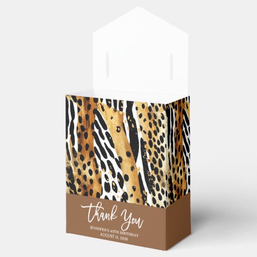 Safari Animals' Fur Prints Patterns Goud en Zwart Bedankdoosjes (Geopend)