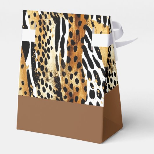 Safari Animals' Fur Prints Patterns Goud en Zwart Bedankdoosjes (Achterkant)