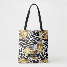 Safari Animals' Fur Prints Patterns Goud en Zwart